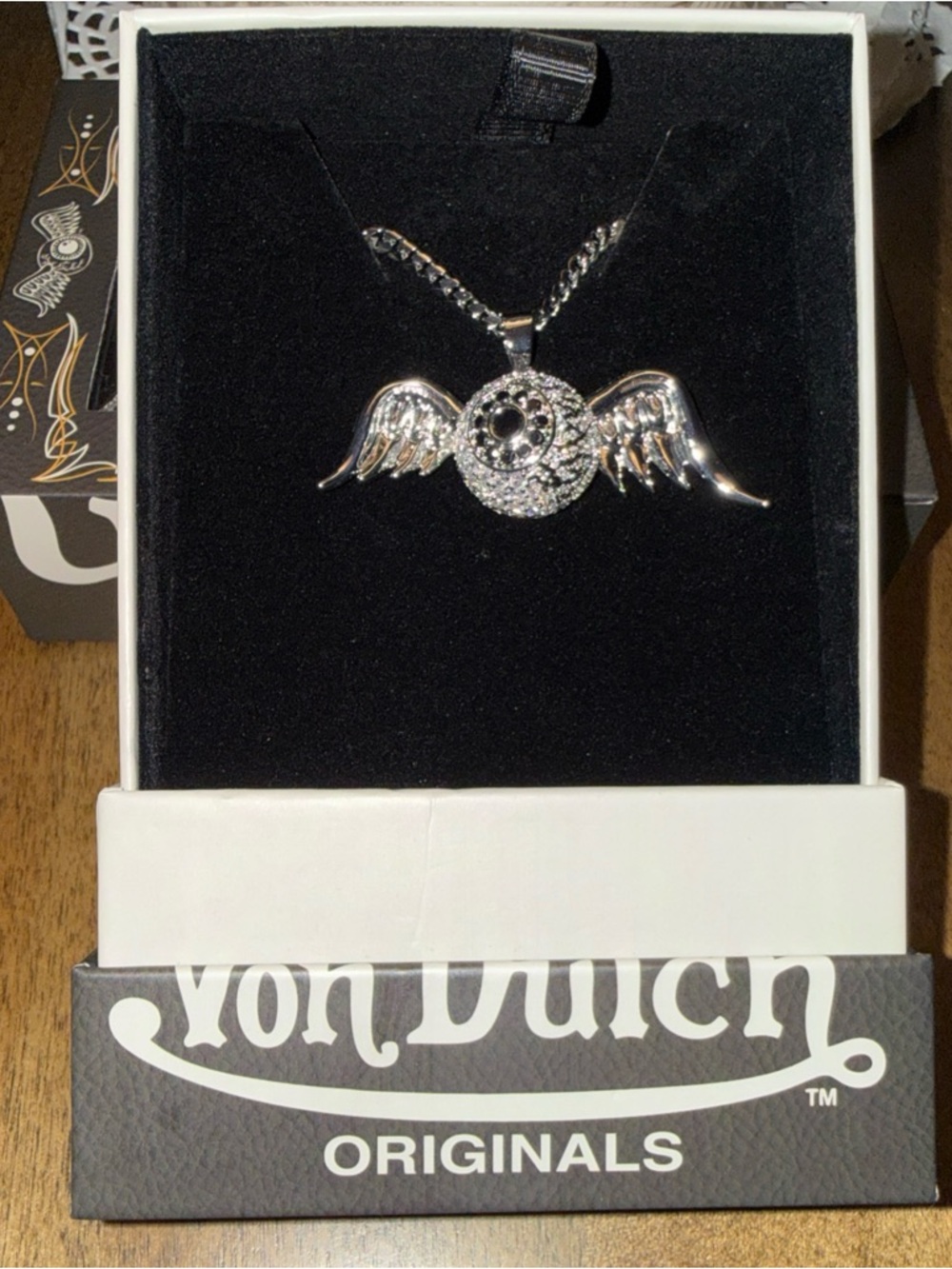 Von Dutch Necklace Silver Cuban Link Chain & Flying Eye Pendant Jewelry New